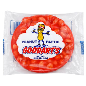 Goodart's Peanut Pattie close-up shows rich peanut texture and crunch for snacking.