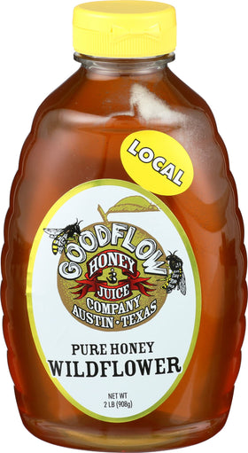 Goodflow Wildflower Honey 32oz jar with rich amber color for everyday sweetness.