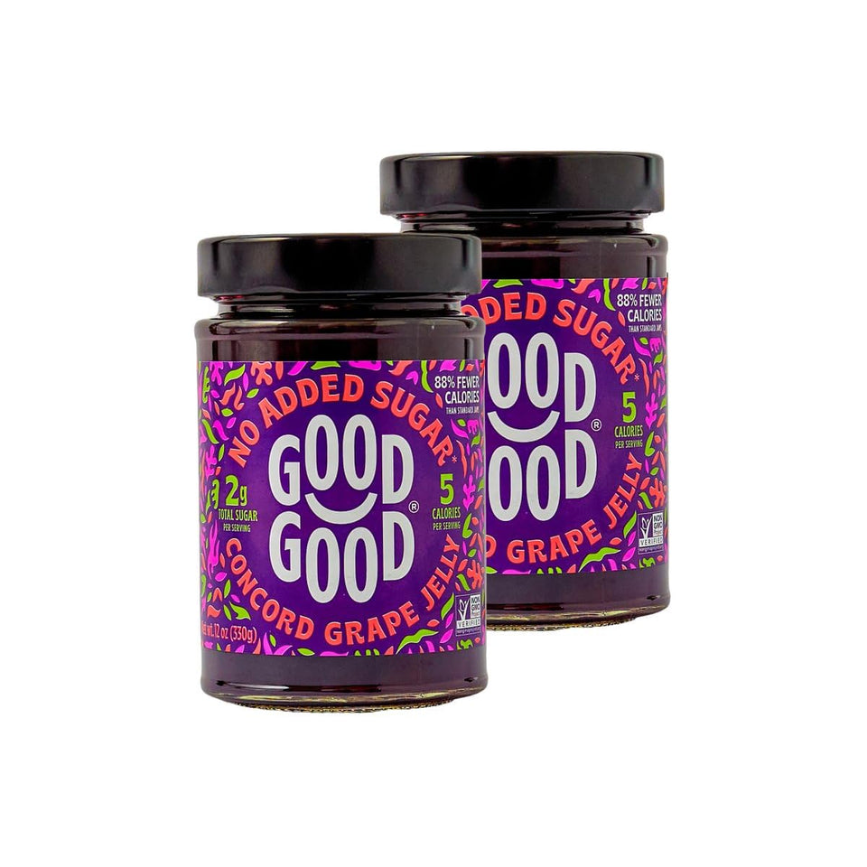 Good Good Concord Grape Jam jar front shows bold flavor and no added sugar.