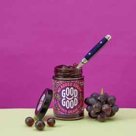 Good Good Concord Grape Jam yogurt swirl demonstrates sugar-conscious option.