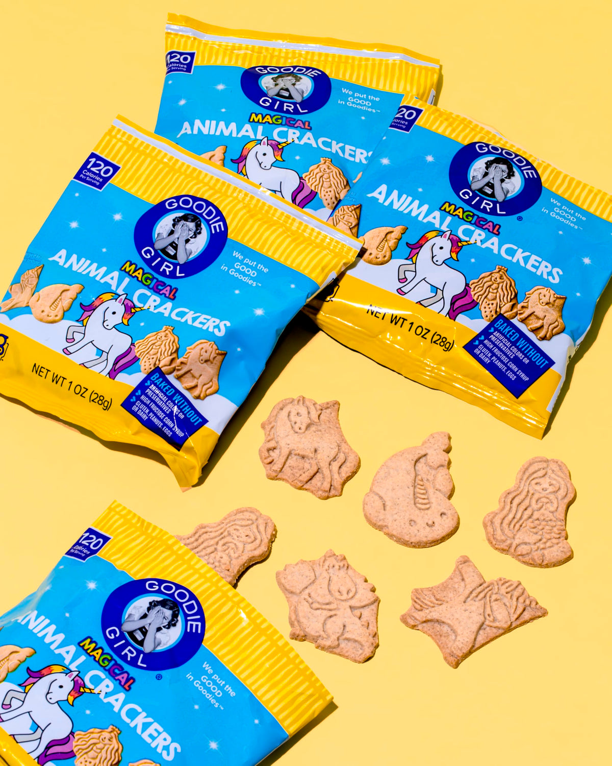 Goodie Girl Animal Crackers ingredients panel with gluten-free certification.