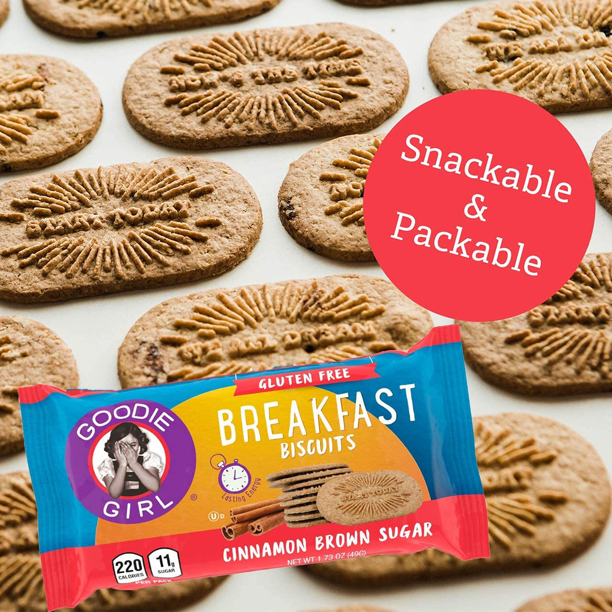 Goodie Girl breakfast biscuits close-up, showing airy texture and crunch.