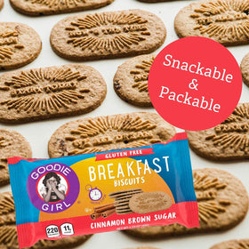 Goodie Girl breakfast biscuits close-up, showing airy texture and crunch.