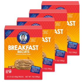Goodie Girl Cinnamon Brown Sugar Breakfast Biscuits pack front, gluten-free morning snack.