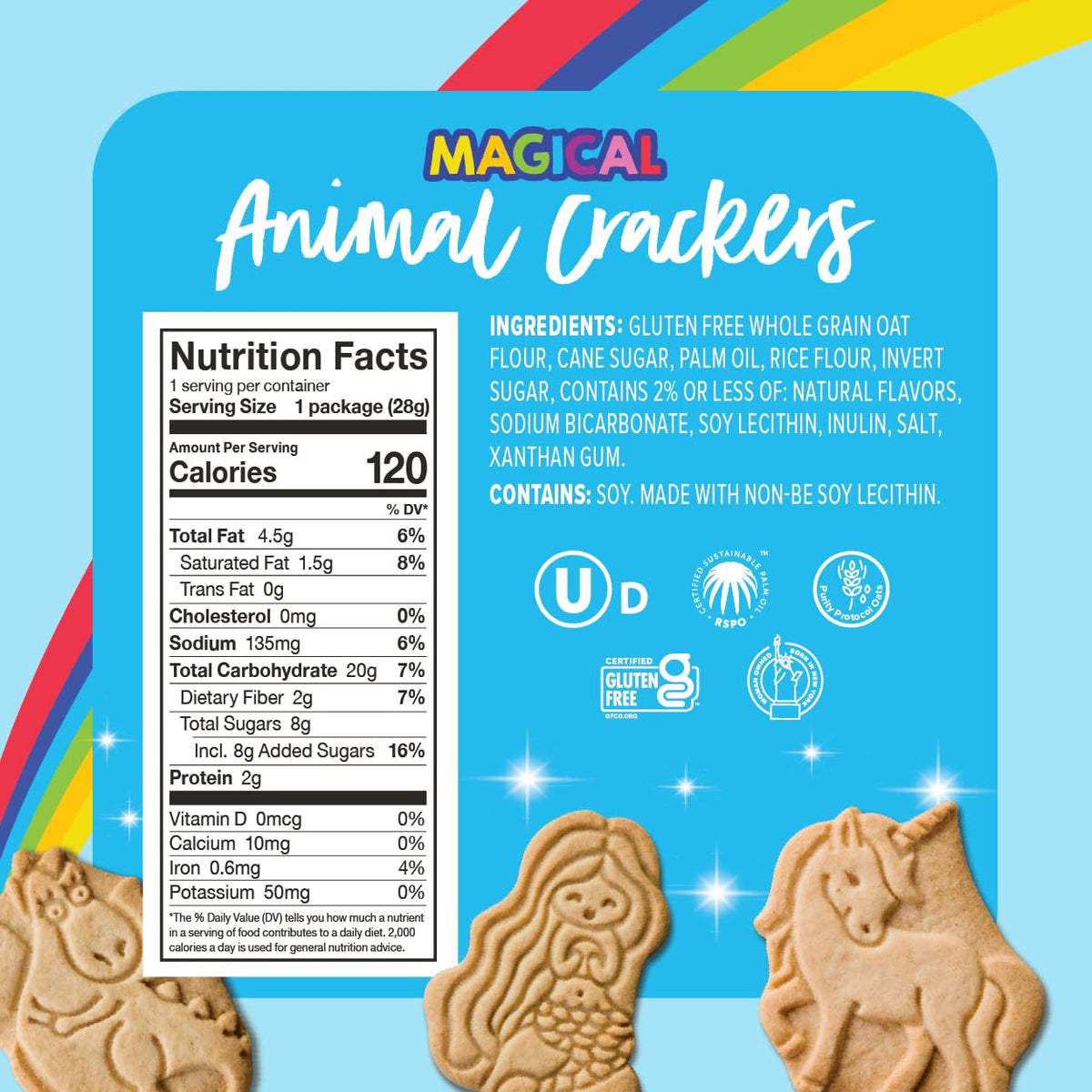 Goodie Girl Magical Animal Crackers 10-pack box shown for family-friendly servings.