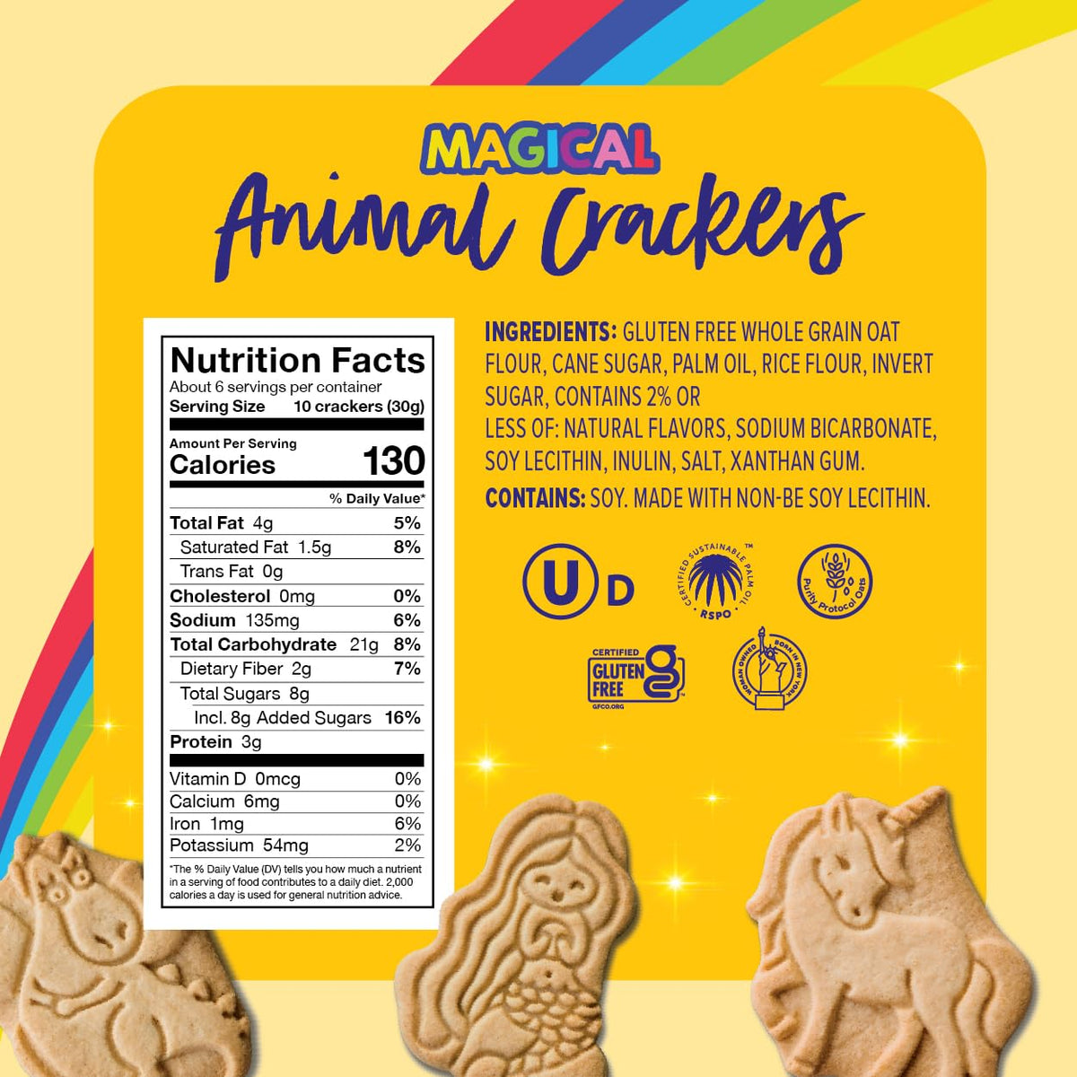 Goodie Girl Magical Animal Crackers dragon shapes, peanut-free crunch for lunchboxes.