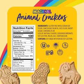 Goodie Girl Magical Animal Crackers dragon shapes, peanut-free crunch for lunchboxes.
