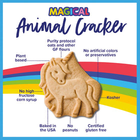 Goodie Girl Magical Animal Crackers mermaid shapes, dairy-free option for allergy-friendly snacks.
