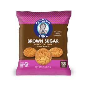 Goodie Girl nutrition label close-up showing 100 calories per bag.