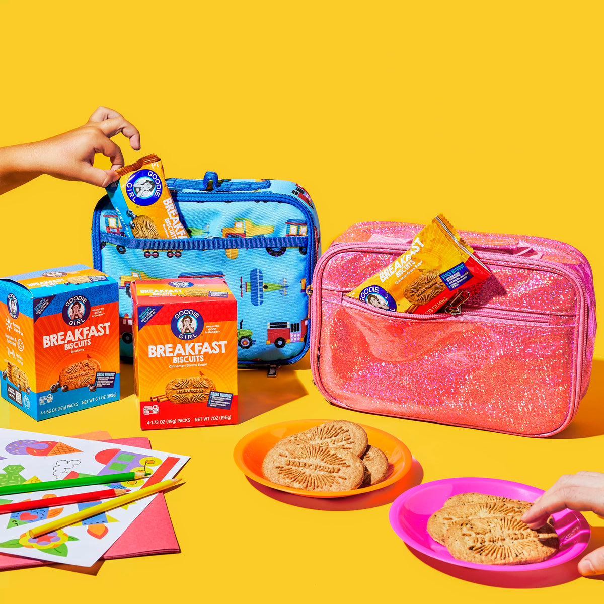 Goodie Girl cinnamon brown sugar biscuits in ready-to-eat snack pack.