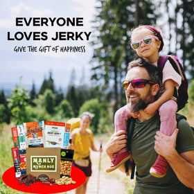 Goodland Farms beef jerky close-up with smoky, savory texture.