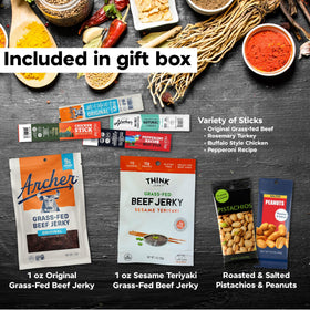 Goodland Farms meat sticks with pistachios and peanuts for portable protein.