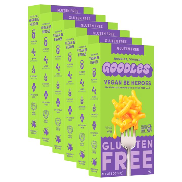 GOODLES Be Heroes Mac and Cheese pack front, gluten-free vegan comfort for any meal