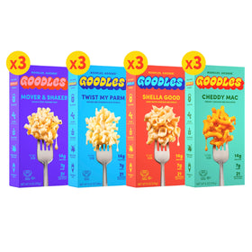 Goodles Cheddy Mac bowl with creamy real cheese sauce and protein.