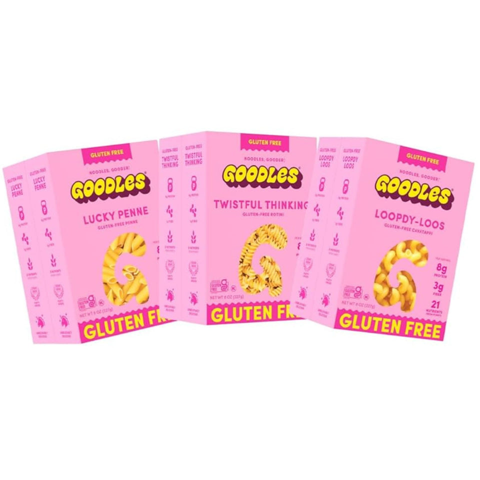 GOODLES Lucky Penne pack highlights gluten-free pasta with protein for quick weeknight meals.