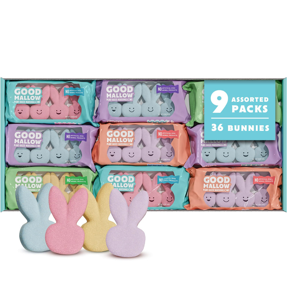 GoodMallow Easter Bunny Marshmallows six-pack with pastel bunny shapes for festive baskets.