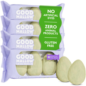 GoodMallow Easter eggs in green pack show soft, plant-based texture for spring celebrations with no artificial dyes.