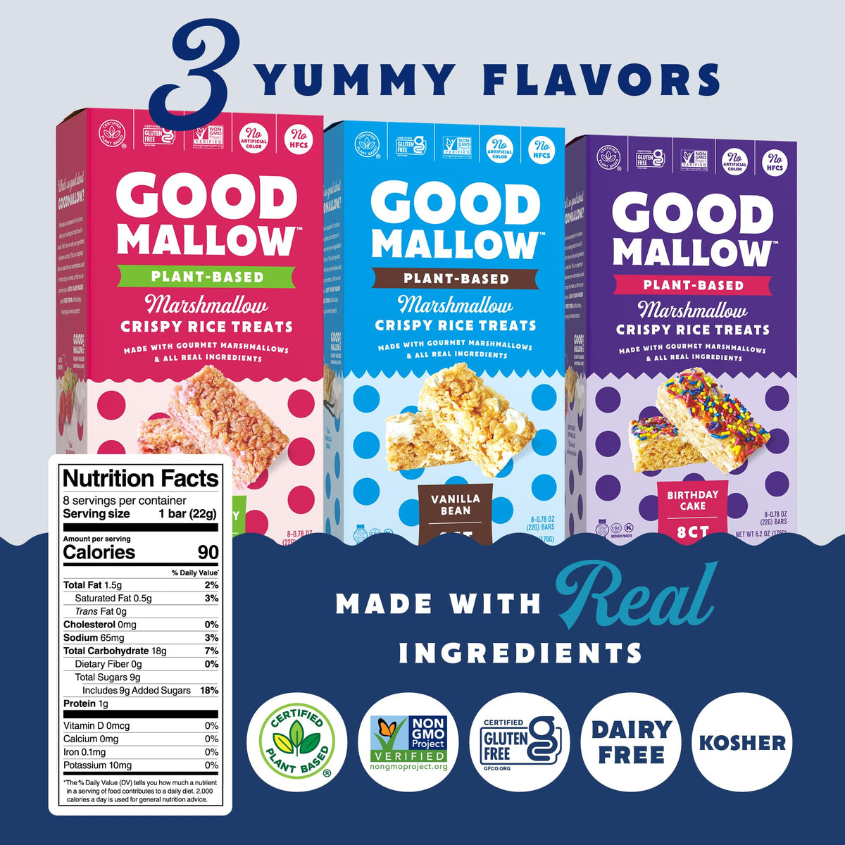GoodMallow no artificial dyes flavors, clean ingredients for mindful snacking.