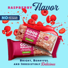 GoodMallow Raspberry treat box highlights dairy-free, gluten-free on-the-go snacks.