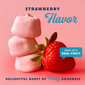GoodMallow vegan marshmallows pink strawberry ideal for s'mores and camping.