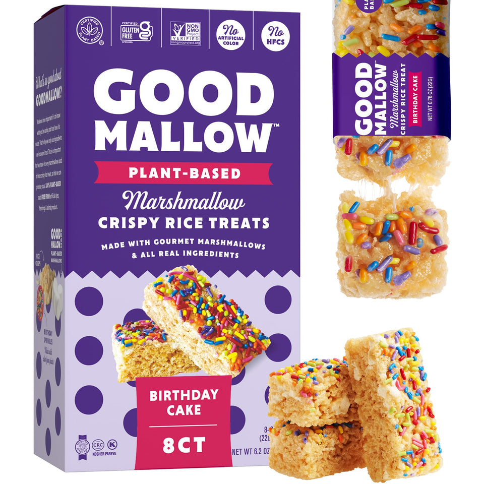 GoodMallow vegan rice crispy treats box 8, ideal for kids' lunchboxes.