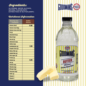 Goodman's Butter Extract bottle dispense highlights rich aroma for baking.