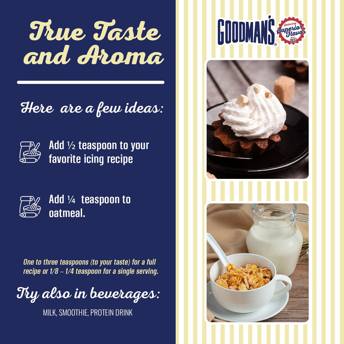 Goodman's Maple Extract packaging-label communicates gluten-free, non-GMO and kosher features