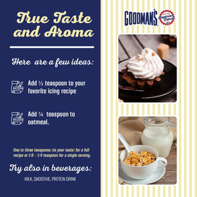 Goodman's Maple Extract packaging-label communicates gluten-free, non-GMO and kosher features