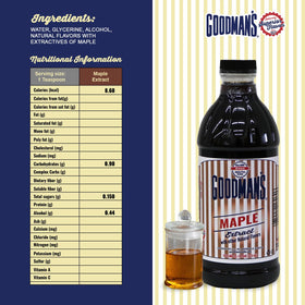 Goodman's Maple Extract pour captures rich flavor notes for breakfast syrups