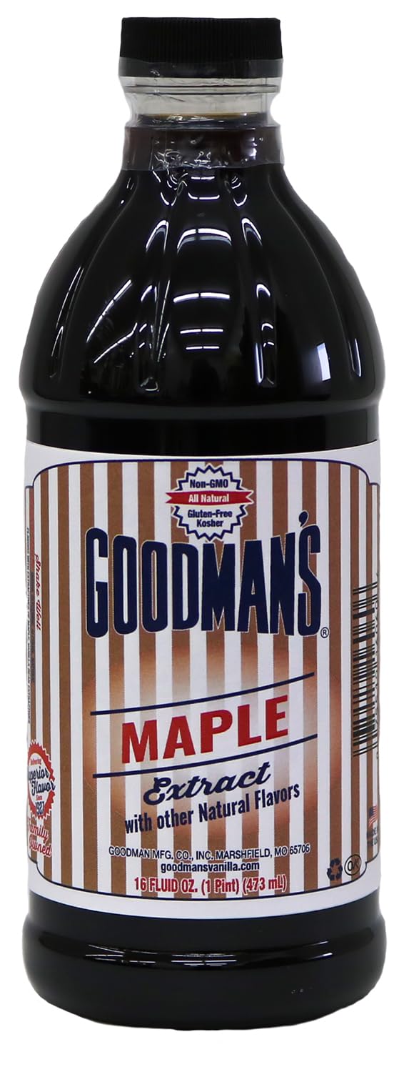 Goodman's Natural Maple Extract bottle showcasing pure maple aroma for baking