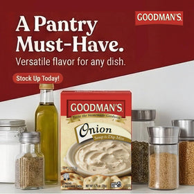 Potatoes and vegetables elevated with Goodman's onion dip mix for easy flavor
