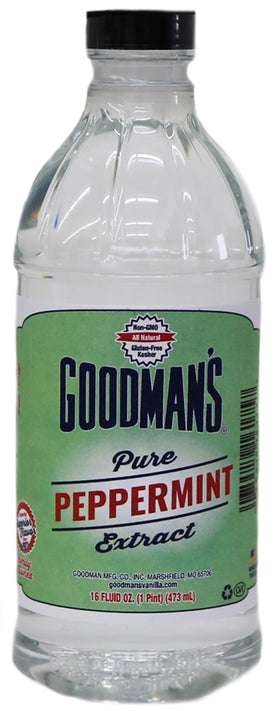 Goodman's Pure Peppermint Extract bottle highlights premium flavor for desserts