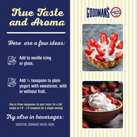 Goodman's Strawberry Extract ingredients detail promises gluten-free, non-GMO quality.
