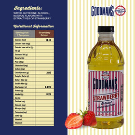 Goodman's Strawberry Extract smoothie close-up highlights bright, natural strawberry notes.