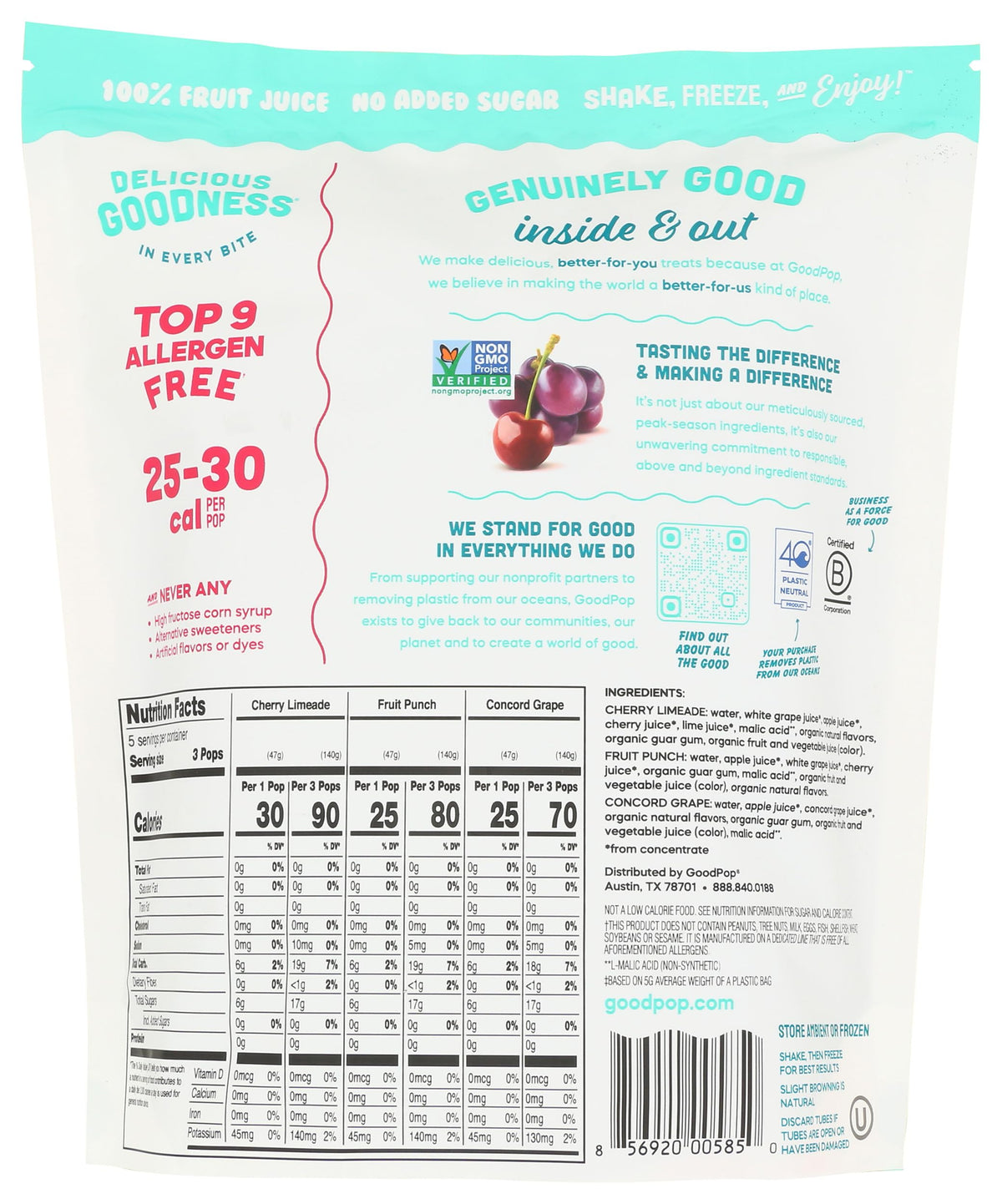 Goodpop freezer pops 22.5oz pack; convenient, family-friendly frozen treat for hot days.