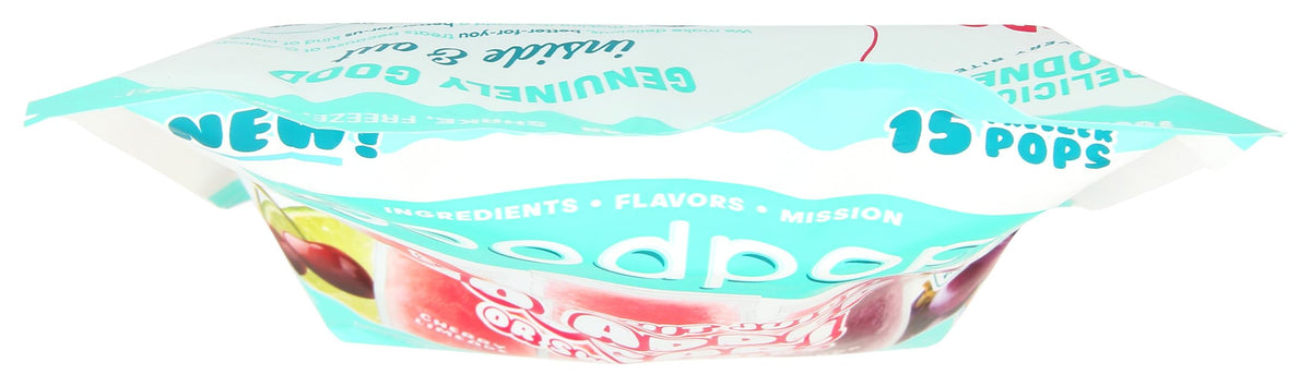 Goodpop pops colorful pack display; eye-catching flavors for kids and gatherings.