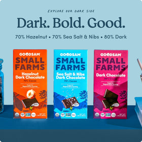 GOODSAM direct trade farmers portrait linking product to regenerative farming