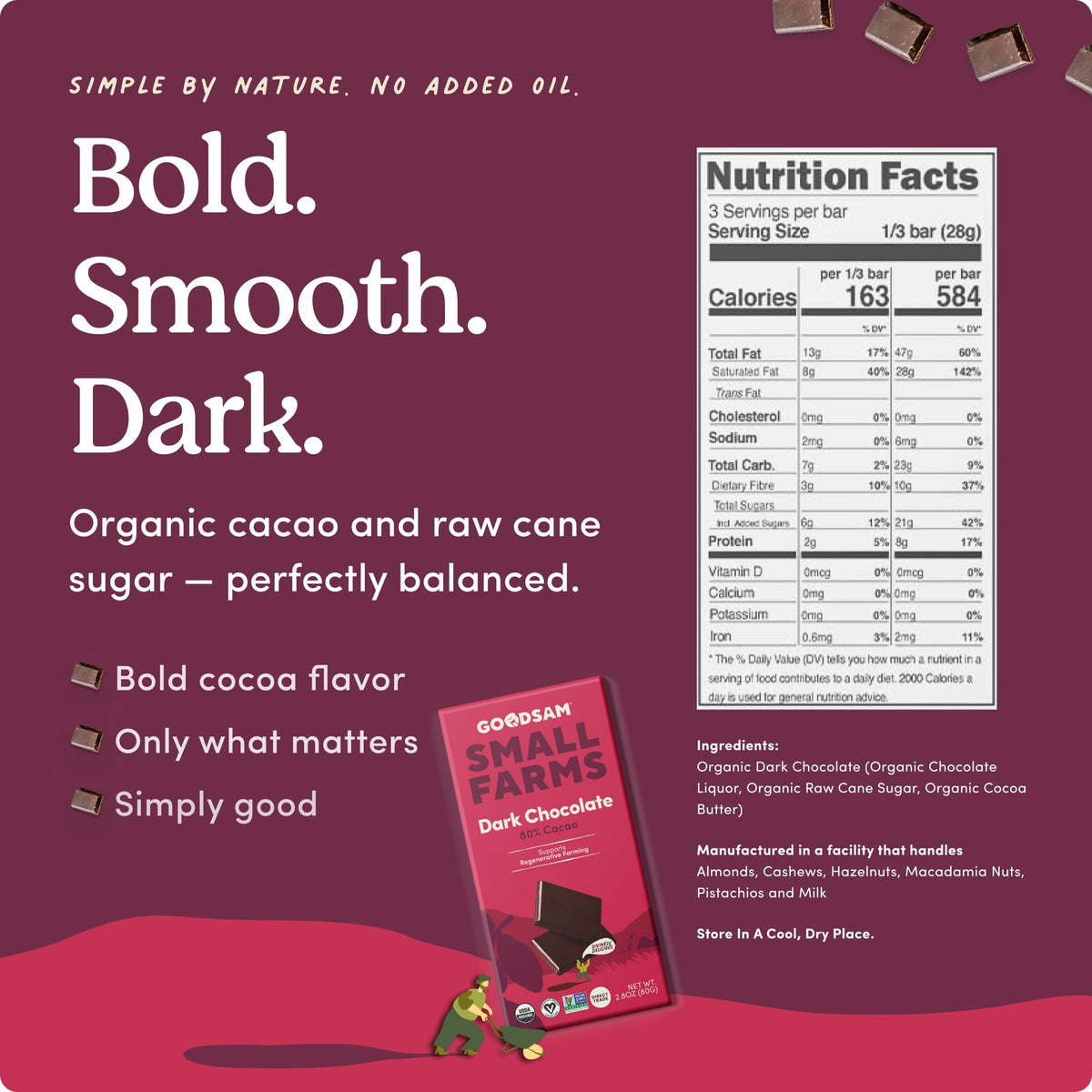GoodSAM organic-ingredients-list emphasizes non-GMO, vegan, and clean label.