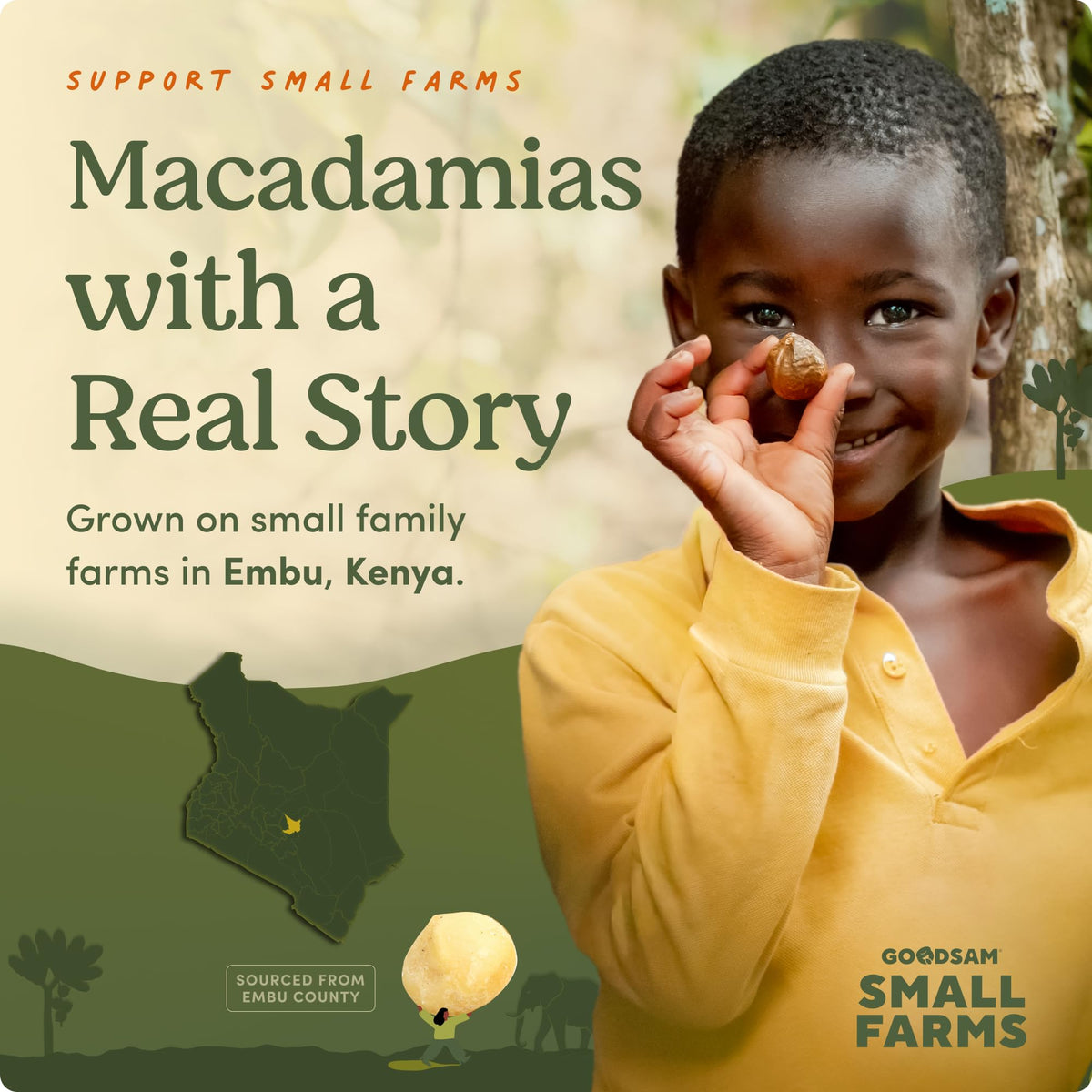 GoodSAM macadamia nuts handful highlights creamy texture and satisfying fats
