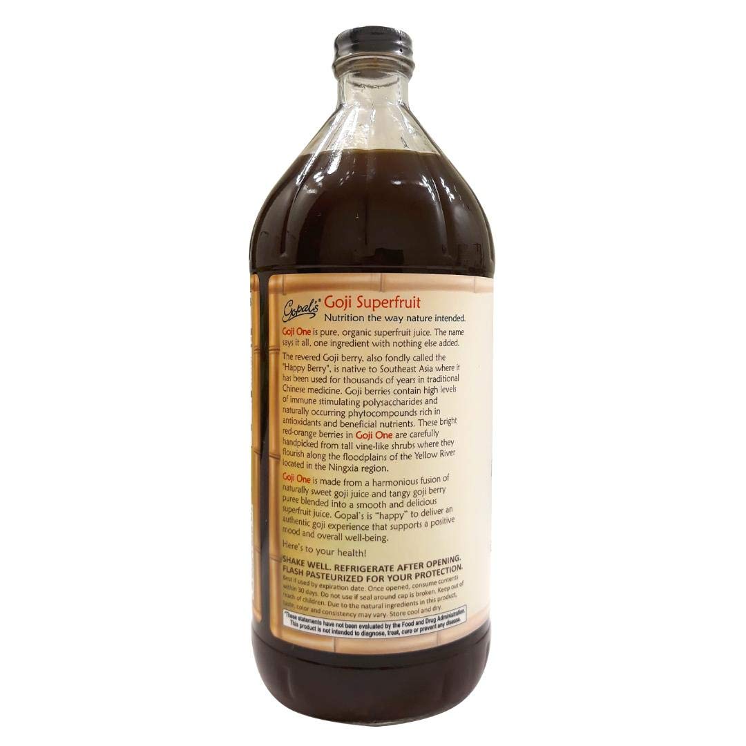 Gopal's Goji One goji berry puree close-up reveals natural texture.