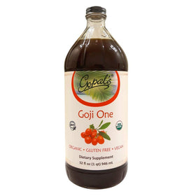 Gopal's Goji One juice pour emphasizes a smooth goji blend for easy mixing.