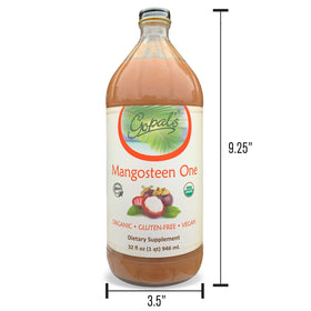 Gopal's Mangosteen One on a store shelf signals gluten-free and vegan-friendly beverage options.