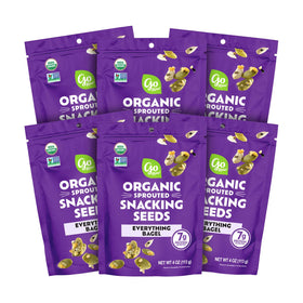 Go Raw six-pack of sprouted everything bagel seeds for convenient snacking