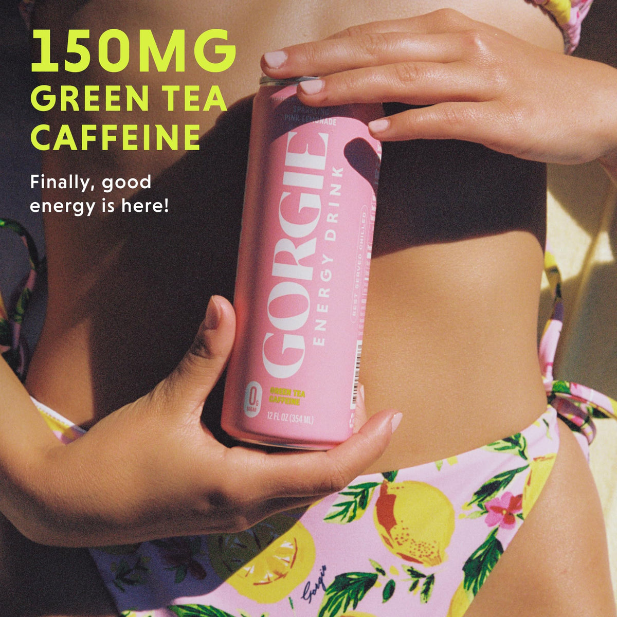 GORGIE Pink Lemonade energy drink can back label highlighting ingredients