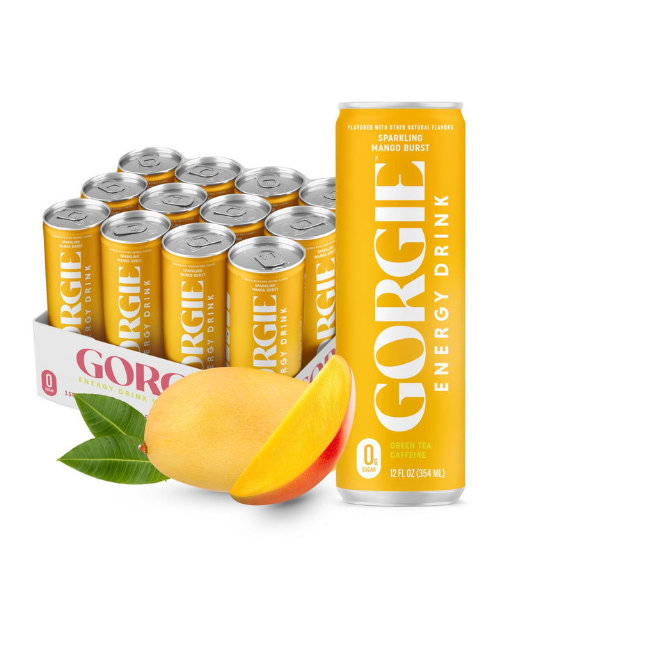 GORGIE Sugar-Free Energy Mango Tango can delivering zero sugar, vibrant citrus refreshment.