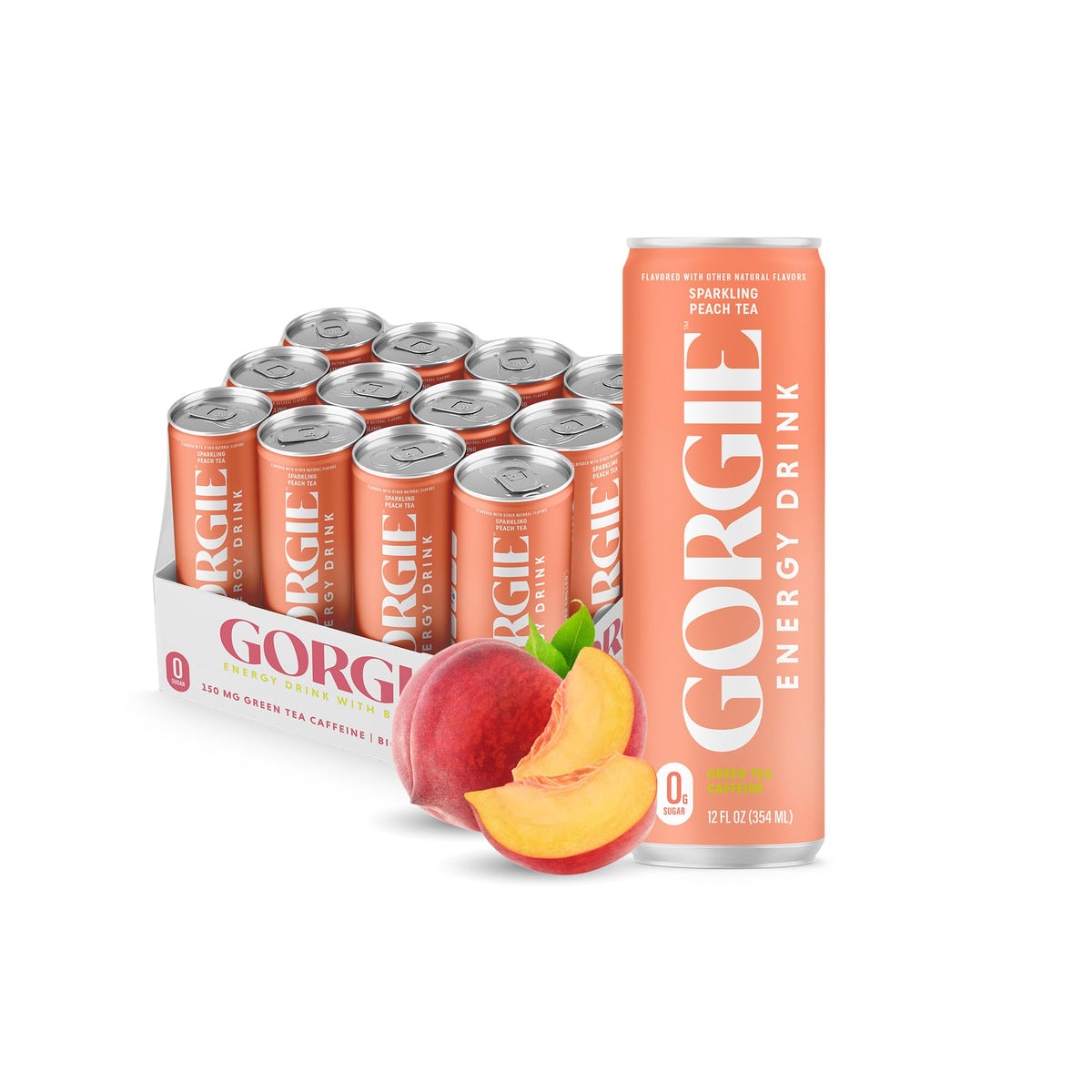 GORGIE sugar-free energy peach can for a light zero sugar boost