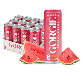 GORGIE Watermelon Crush can front view offering a sugar-free energy boost for busy mornings.