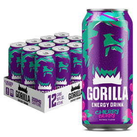 Gorilla Energy Cherry Berry can front view for a smooth energy lift