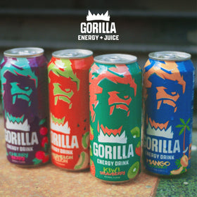 Gorilla Energy Cherry Berry served over ice for a refreshing boost