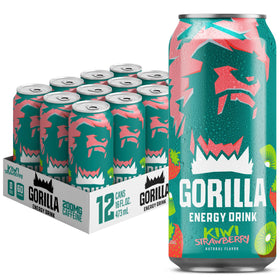 Gorilla Energy Kiwi Strawberry can front with bold flavor and no added sugar